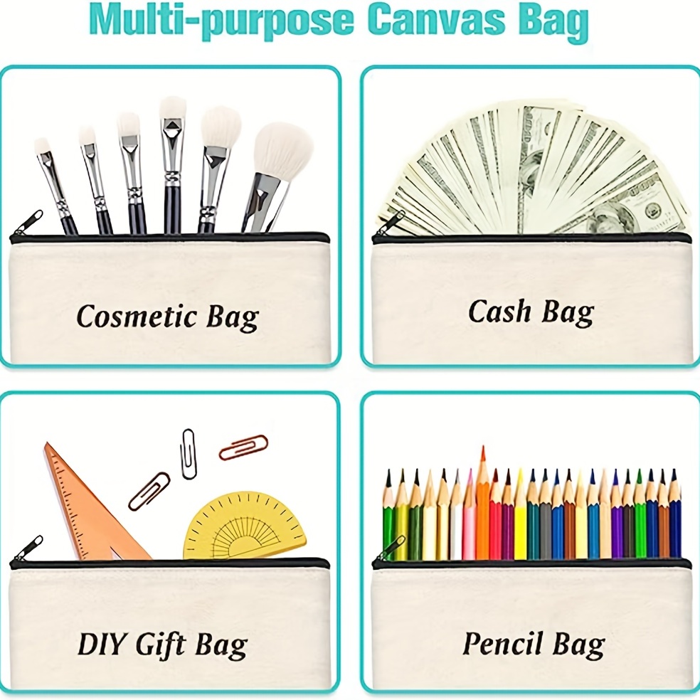 Diy Craft Bag Canvas Pencil Case Blank Makeup Bags Canvas - Temu