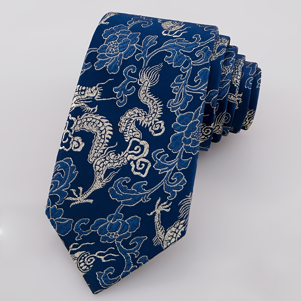 Men's Red Dragon Embroidered Tie