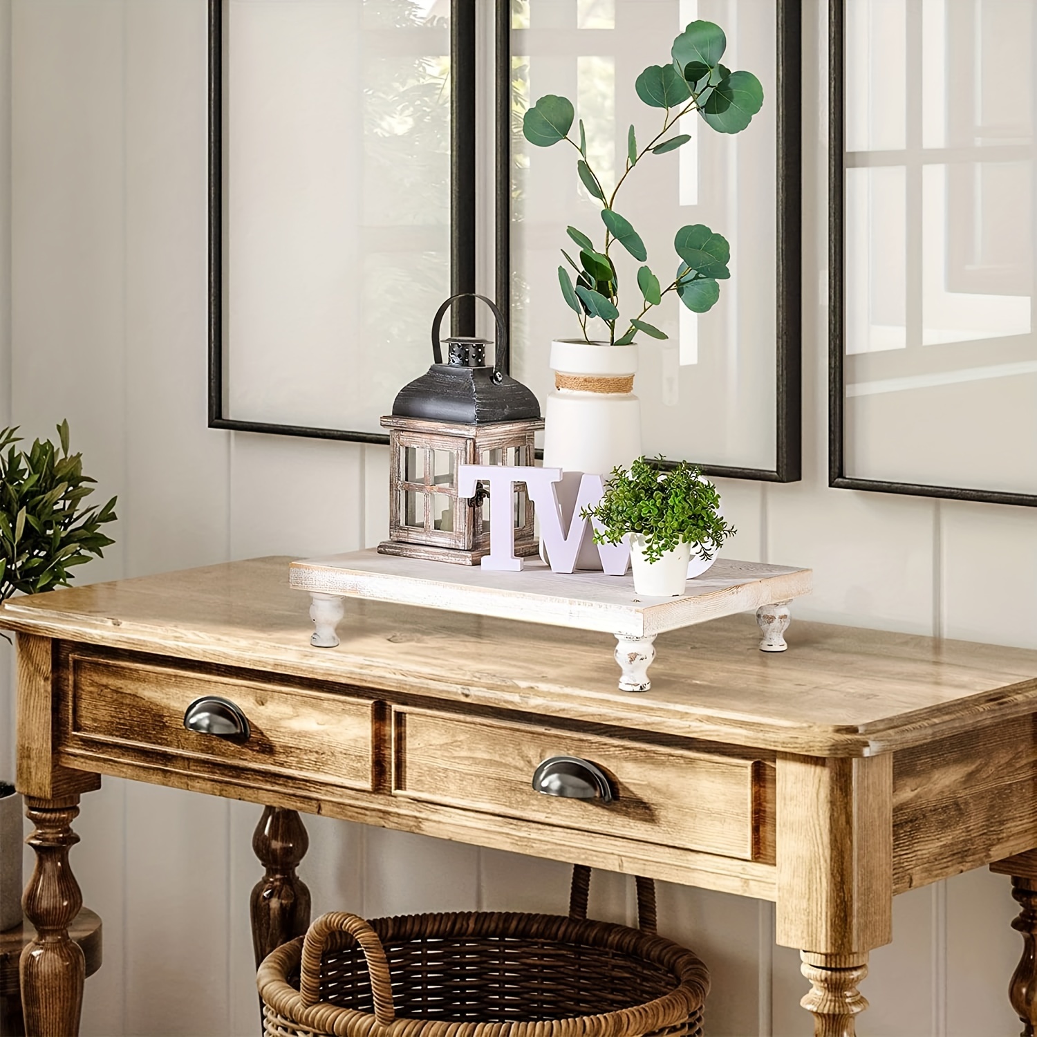 Bandeja decorativa de madera de 3 niveles, bandeja decorativa de granja,  bandeja de 3 niveles para la mesa de café, bandeja de comedor rústico de