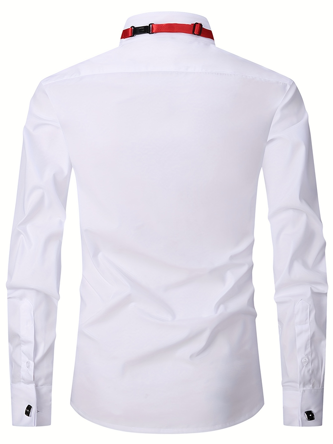 Men's Solid Color Dress Shirt with Swallow Collar & Bow Ties