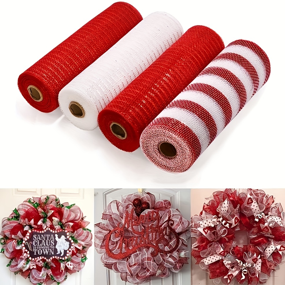 Valentine's Day Ribbon For Wreaths Poly Mesh Ribbon Metallic - Temu