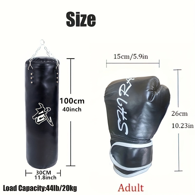 heavy duty punching bag set with punching gloves and chain ceiling hook for mma kickboxing karate taekwondo more