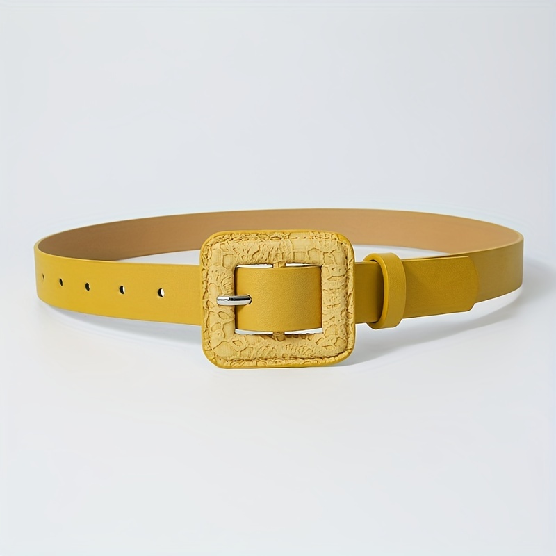 Snake Pattern Square Buckle Vintage Belt Women Dress Pants Belts