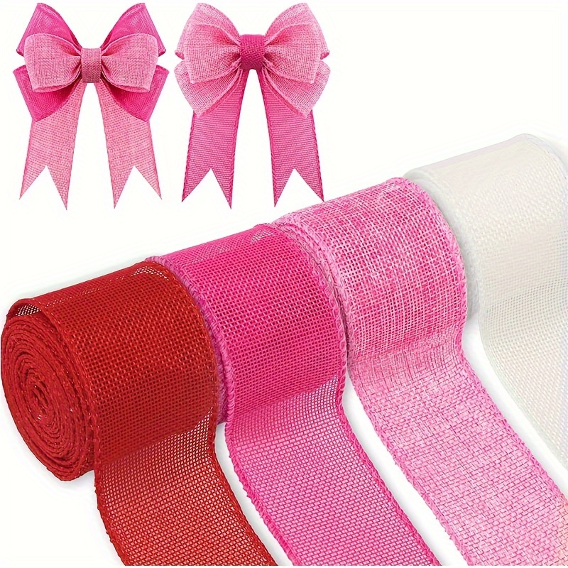 2.5 wired ribbon red off white ticking stripe Christmas Valentine canvas  5yds