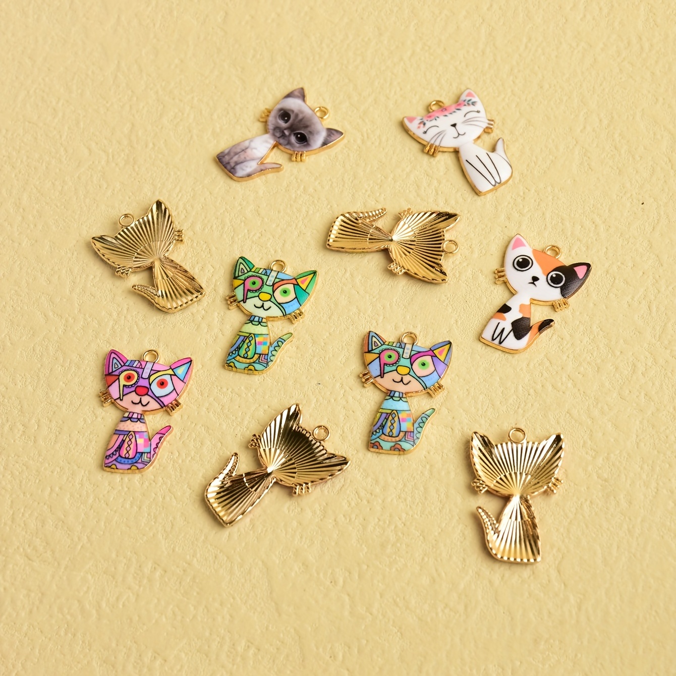 Cartoon Funny Cat Alloy Pendant Diy Material Earring - Temu