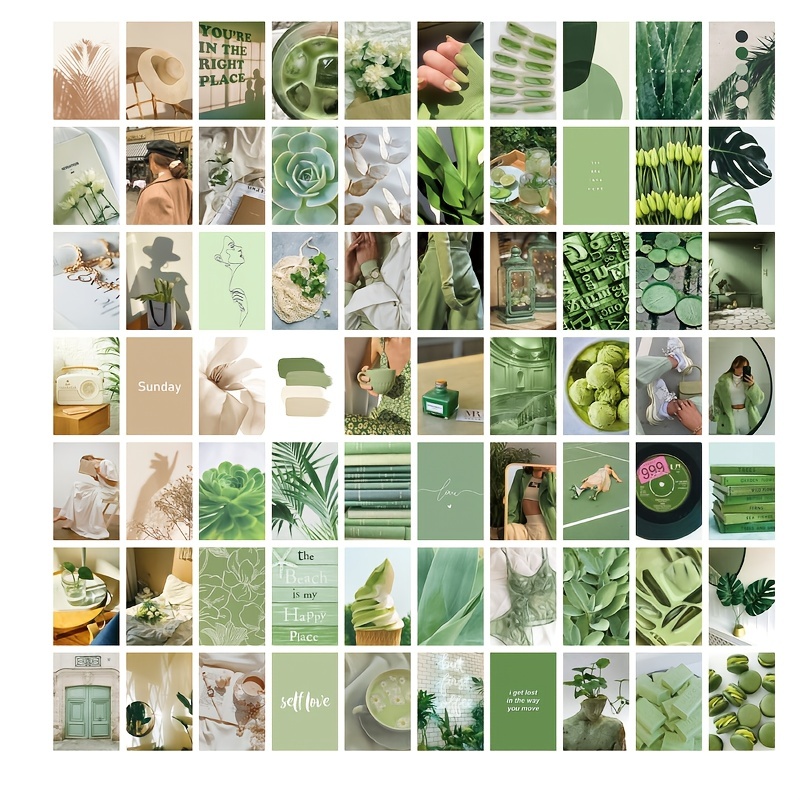 60 DIGITAL Sage Green Aesthetic Collage Sage Green Photo Wallpaper