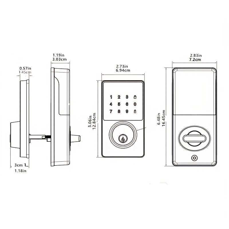 Keyless Entry Door Lock, Electronic Keypad Deadbolt with Handle, Auto Lock  Front Door Handle Sets Easy to Install, 50 User Codes, Security Waterproof