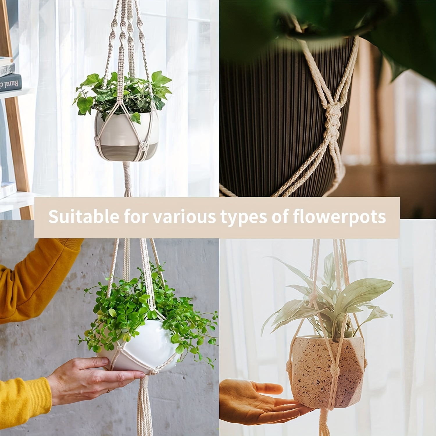1 Pack Boho Macrame Plant Hangers Handmade Hemp Rope Hanging Baskets For  Indoor Plants With Ceiling Hooks Bohemian Home Decor Outdoor Wall Art -  Patio, Lawn & Garden - Temu Canada