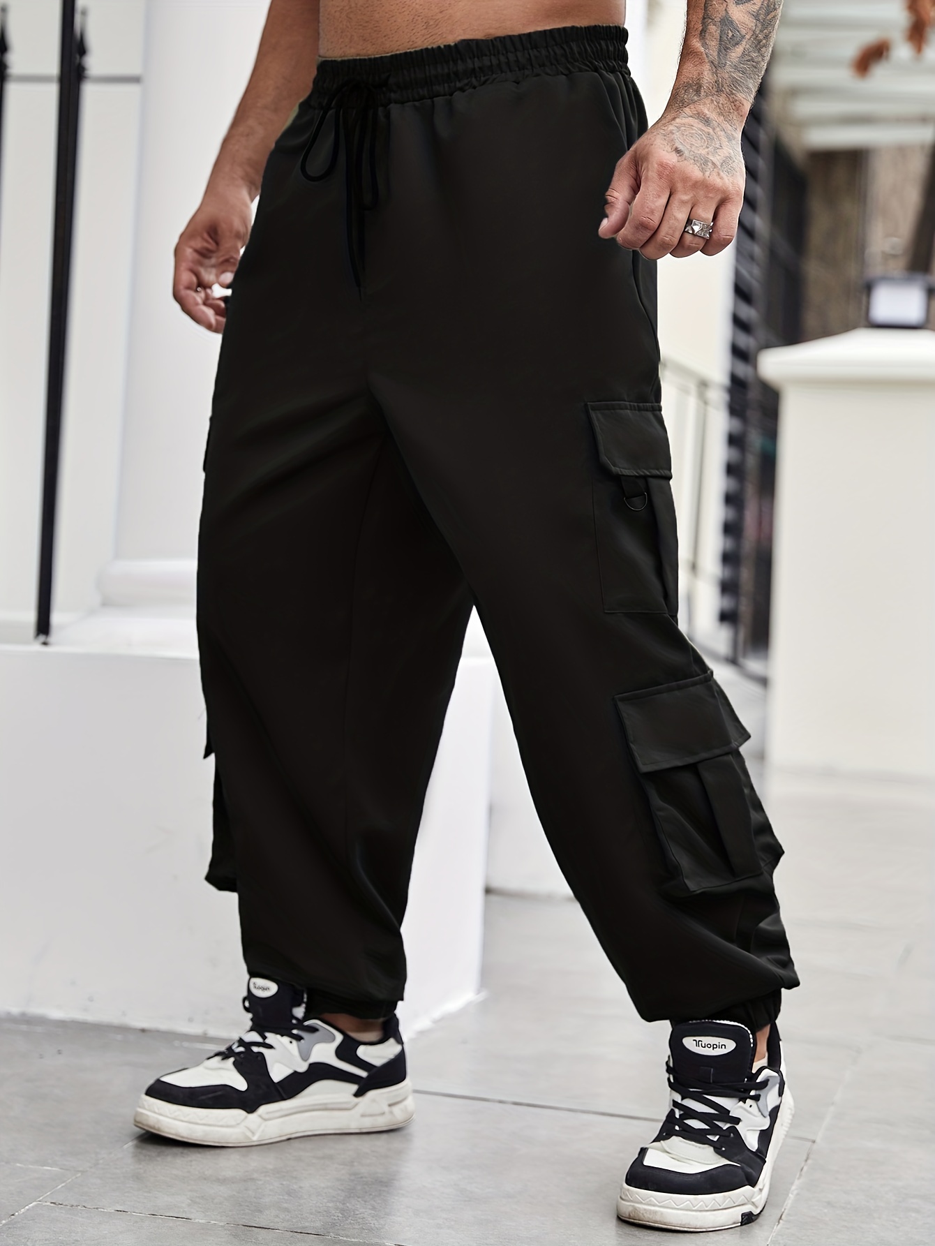 Men's Stylish Casual Drawstring Oversized Multiple Pockets - Temu