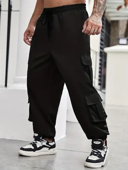 Men's Stylish Casual Drawstring Oversized Flap Pockets - Temu