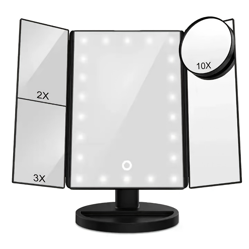 Tri fold Makeup Mirror Light Touch Screen 2/3/10x - Temu