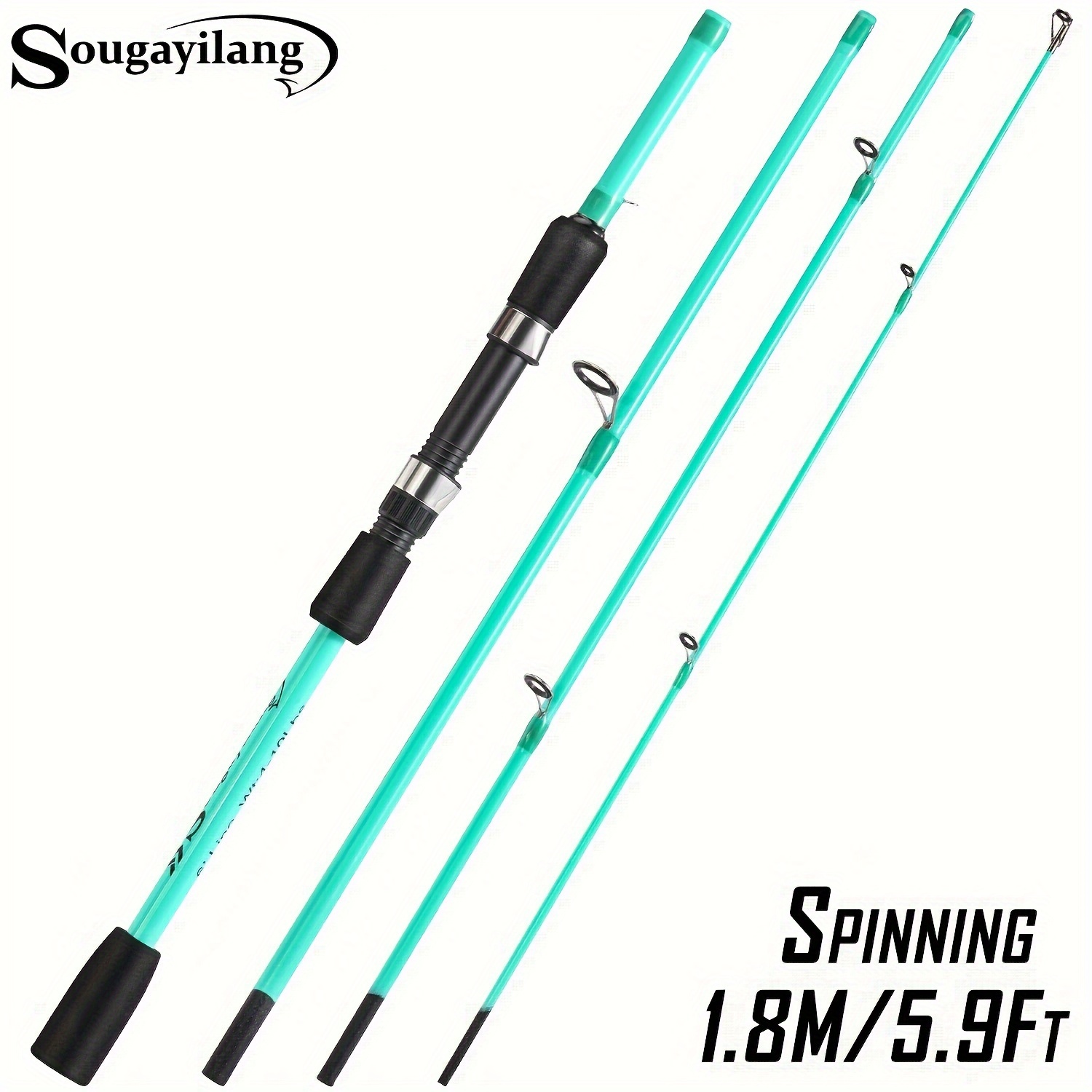 Sougayilang 4 sections Fishing Rod Carbon Fiber Glass Fiber - Temu