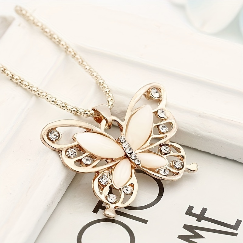 Mini Hollow Out Butterfly Pendant Thin Chain - Temu