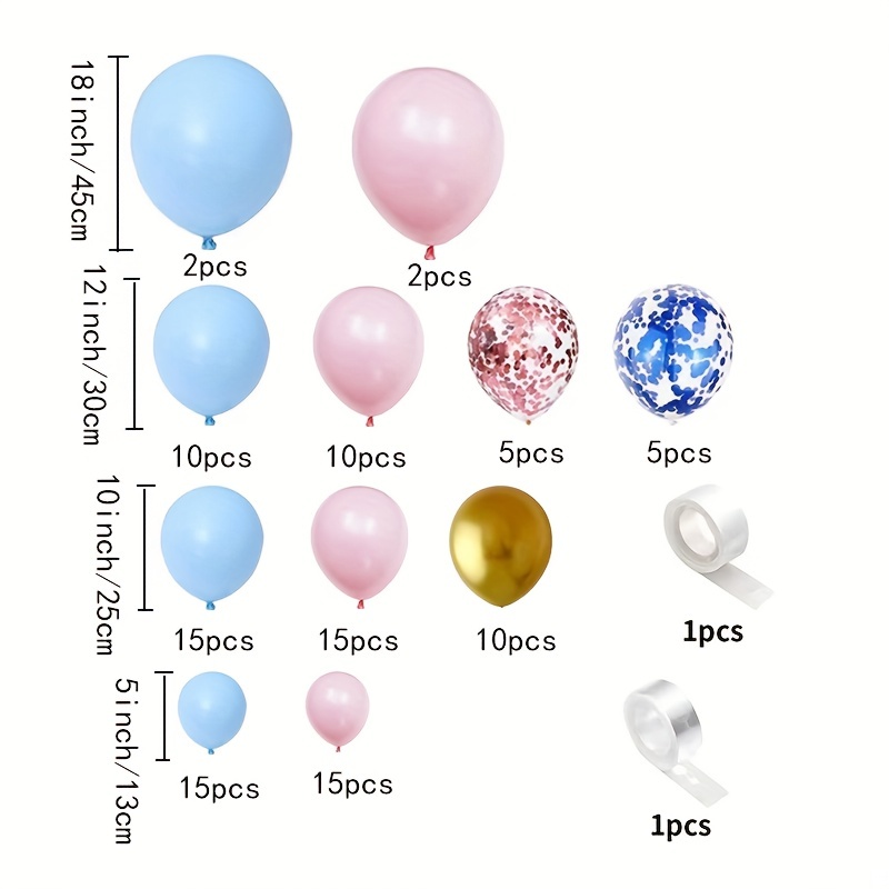 134 Uds. 5/10/12/18 Pulgadas Kit Arco Globo Látex Confeti - Temu