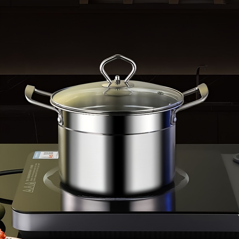 Stockpots - Olla de sopa grande de acero inoxidable 304 de grado  alimenticio, olla de sopa de estofado de cocina, fondo compuesto de 3  capas, 9