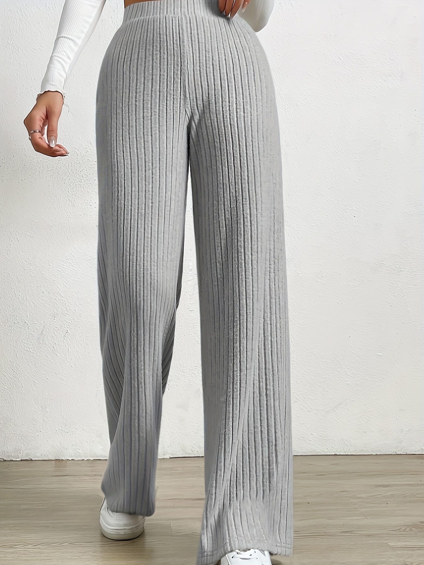 Light Gray Suit Pants Woman Summer Thin Wide Leg Trousers Female Loose  Casual Pantalones De Mujer