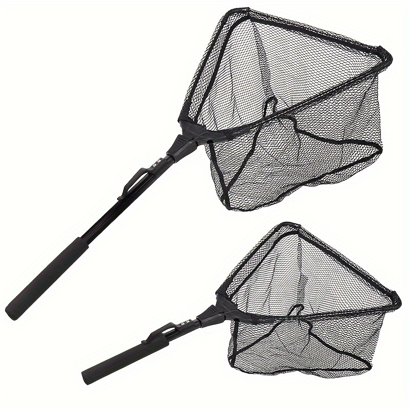Portable Folding Fishing Net, Fish Landing Net With Anti-Slip Handle -  Lightweight Coated Fish Net For Easy Catch & Release
