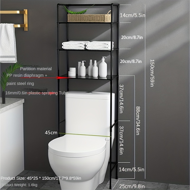 Over The Toilet Storage Rack 3-Tier Industrial Bathroom Organizer