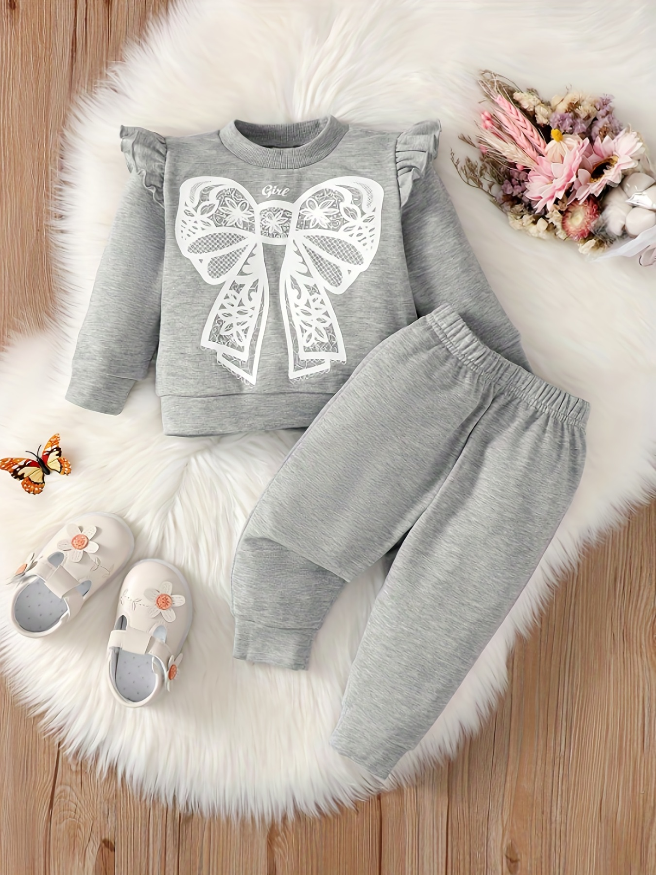 AMILIEe 2 Pieces Infant Baby Girls Suit Set, Checkerboard Print Long Sleeve  Tops+ Long Pants 