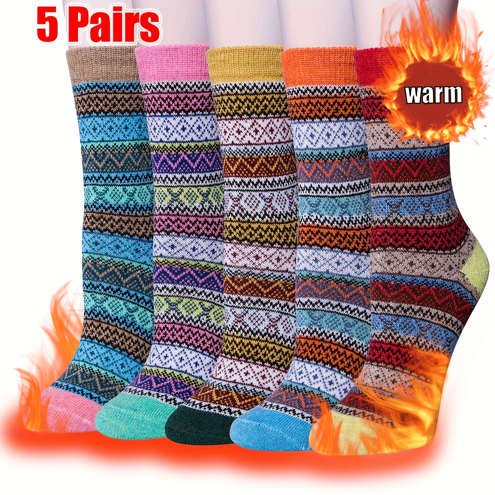 Wool Socks Women Thermal Socks Thick Warm Winter Vintage - Temu