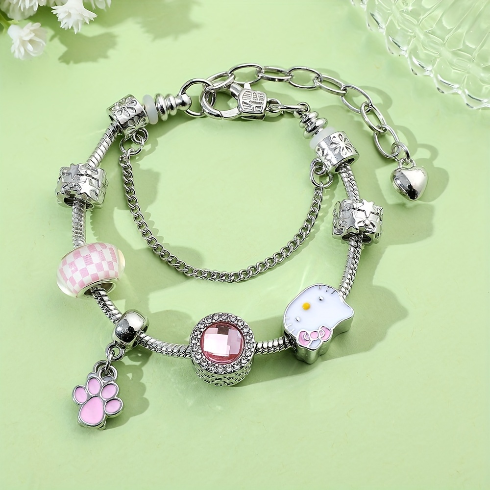 Sanrio Hello Kitty Luxury Charms Bracelet DIY Beads Bangle For Bracelet  Fashion Accessories Party Gifts