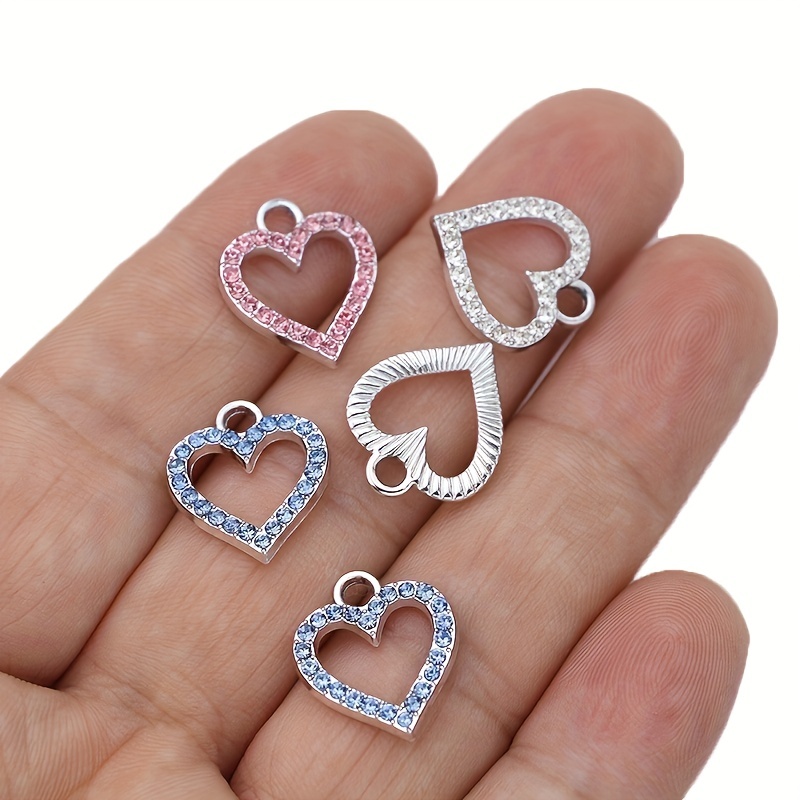 Silver Plated Heart Charm Vintage Hollow Pendant For Jewelry - Temu