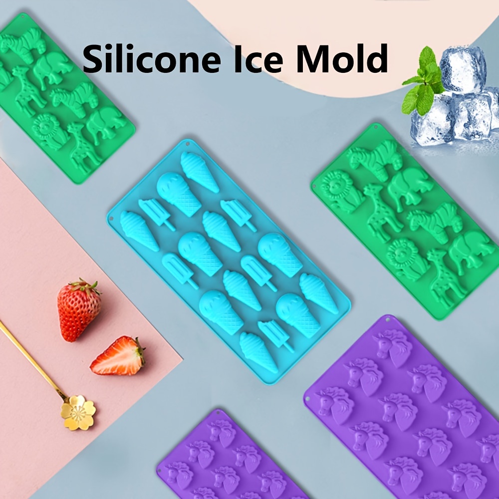 Ice Cream Shape Silicone Ice Cube Trays For Freezer Molds 3d Ice