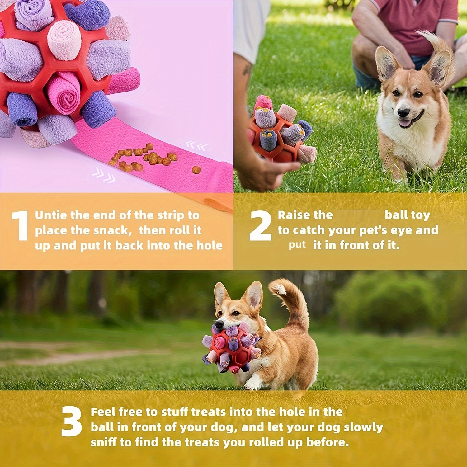 Interactive Dog Toy Sniffing Ball For Hiding Treats Rubber - Temu