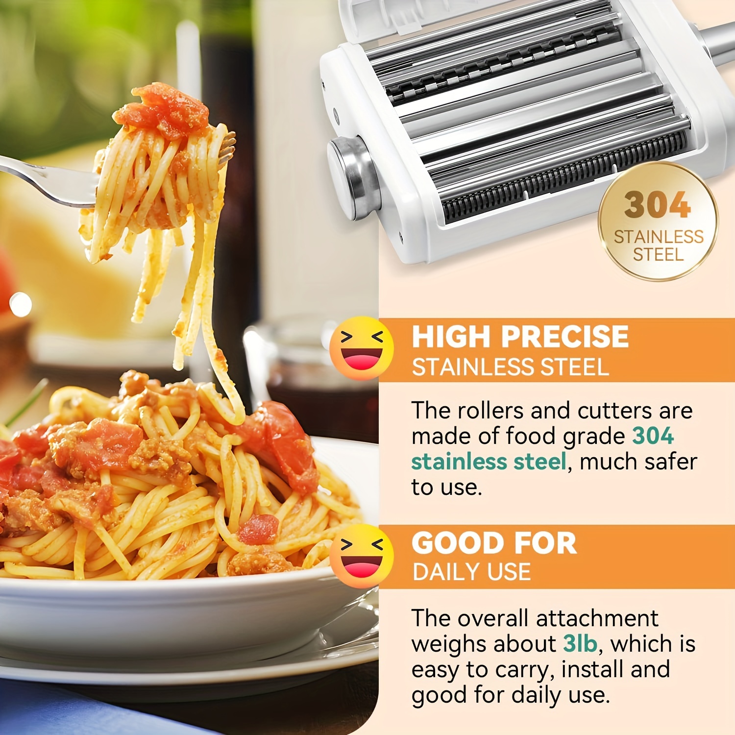 Pasta Maker 3-in-1 Attachment For Kitchenaid Stand Mixers
