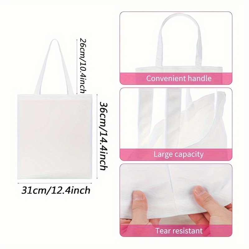 White Sublimation Blank Shopping Bag Heat Press Custom
