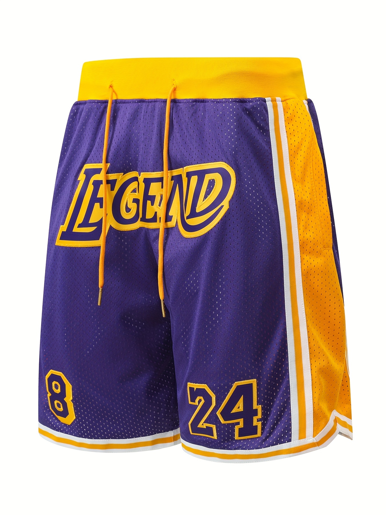 Temu Men's Embroidery Legend Number Basketball Shorts with Side Pockets, Summer Drawstring Elastic Waist Loose Fit Jersey Shorts for Fitness, Basketball