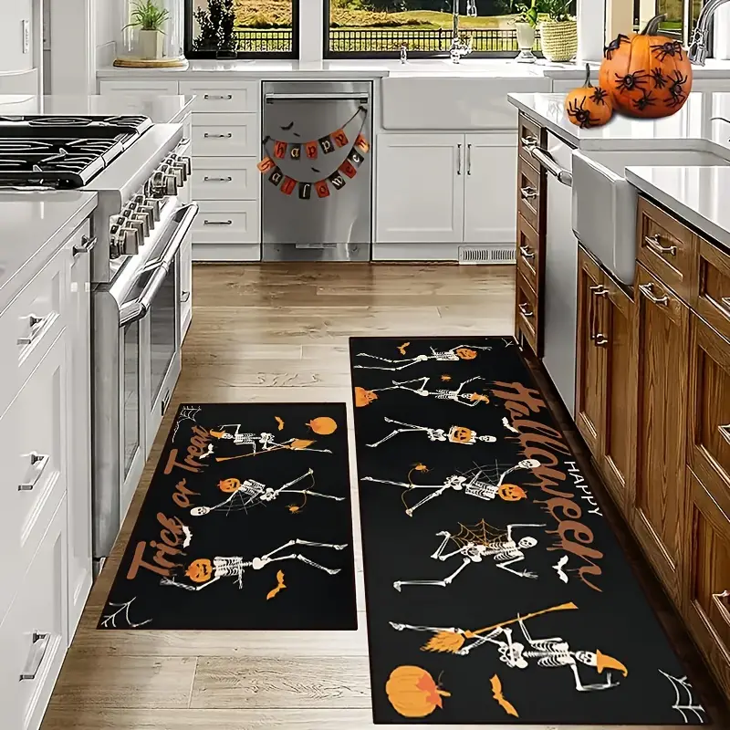 Christmas Eve Horror Halloween Kitchen Carpet, Waterproof, Anti Fouling,  Anti Slip, Home Decoration, Fun Skull Living Room, Bedroom, Game Hall,  Bathroom, Kitchen Carpet, Absorbent And Washable Ghost Gift - Temu