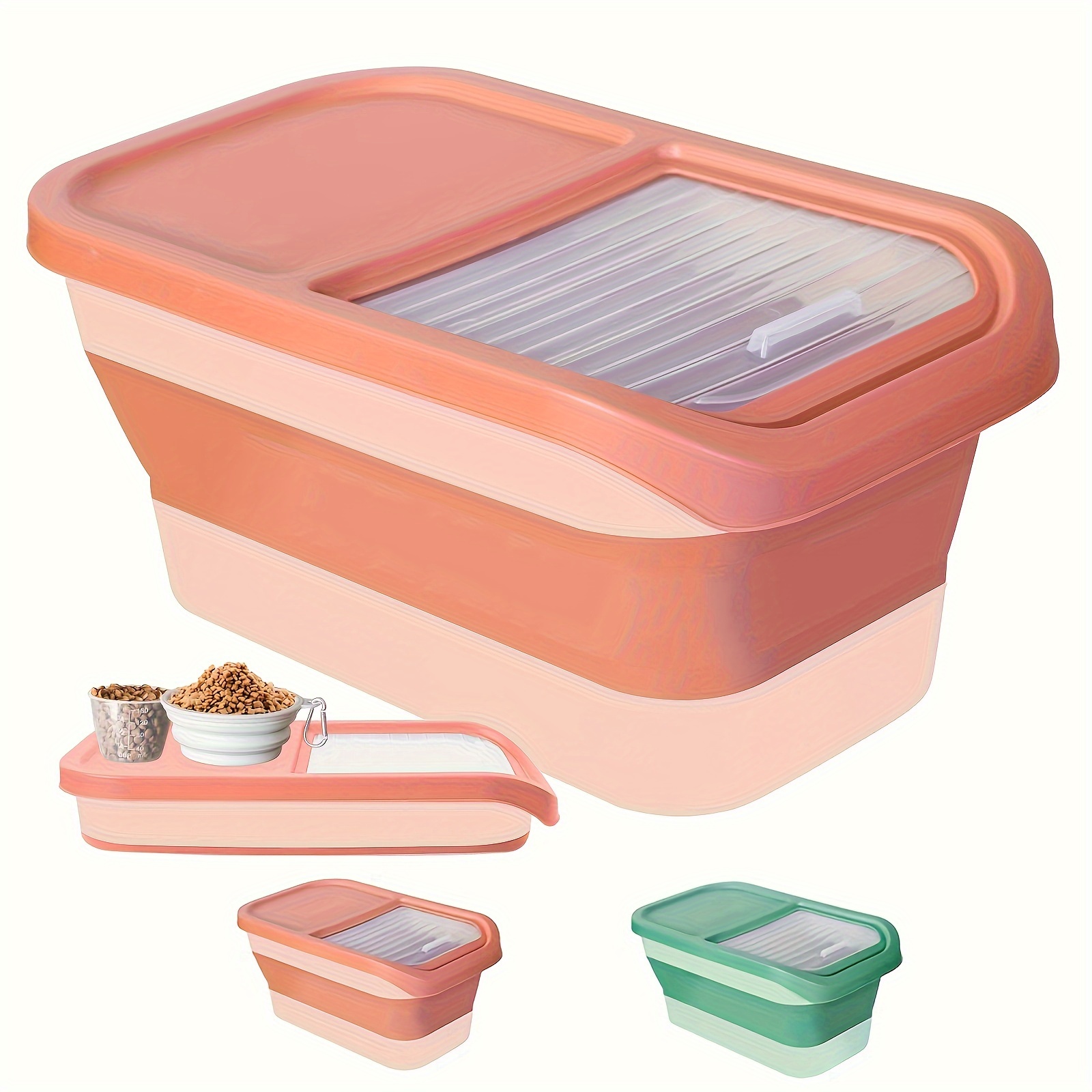 Portable And Collapsible Dog Food Storage Container With - Temu