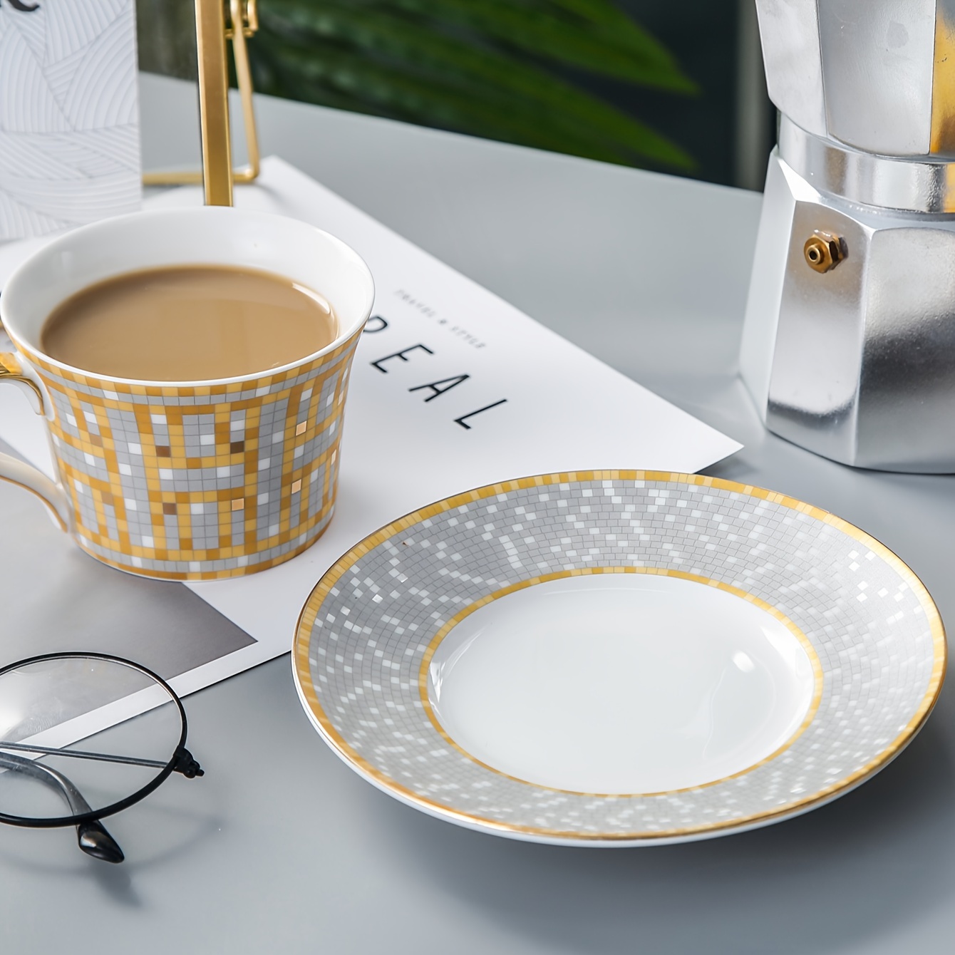 tazza colazione Set di caffè in ceramica di lusso leggero tazza