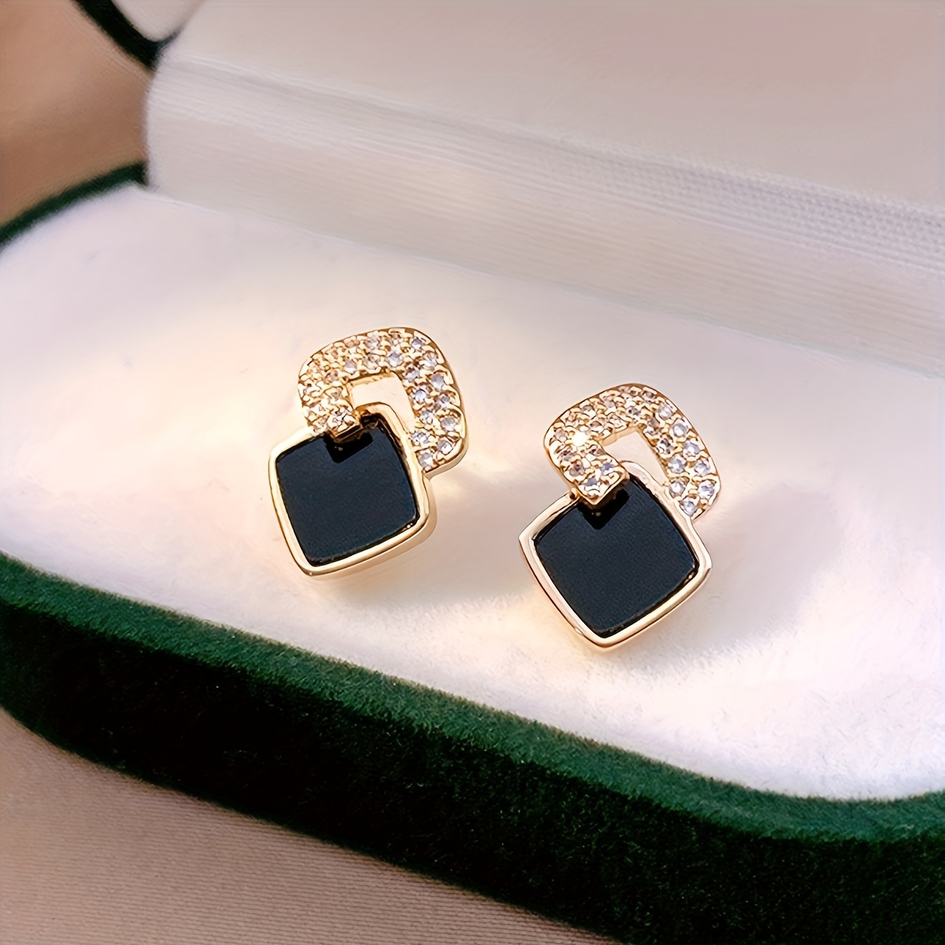 TEMU Compact Design Stud Earrings S925 Sterling Silver Jewelry With Rhinestones, Elegant And , Suitable For Women' Wear