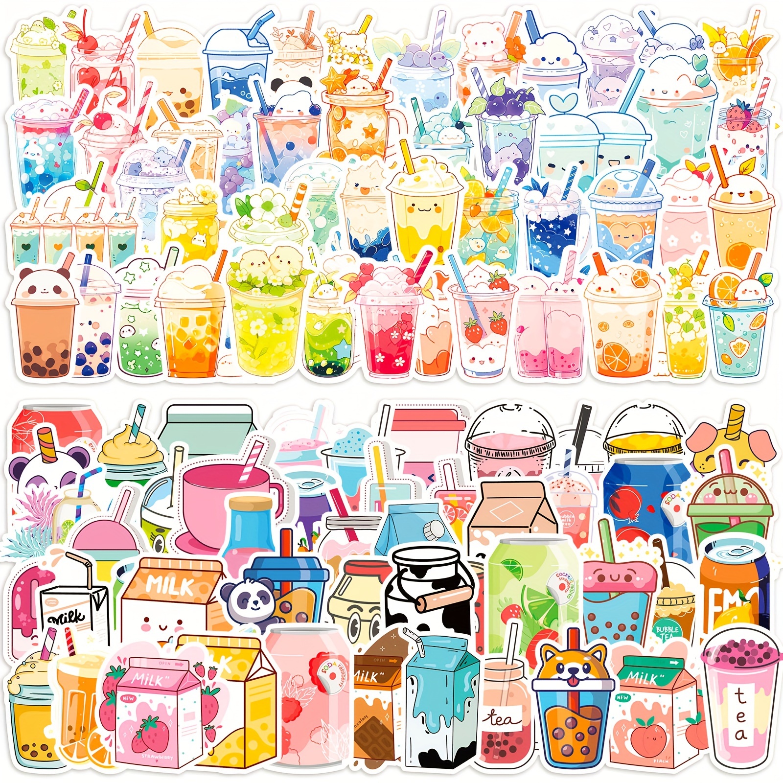 50pc Beverage Drink Stickers for Water Bottle Guitar Phone Laptop