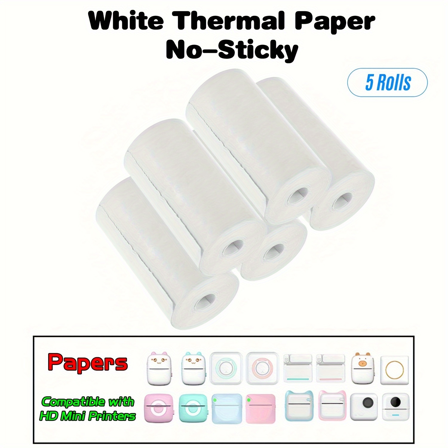 Mini Papel Impresora 57mm Ancho Color Blanco Papel Continuo - Temu