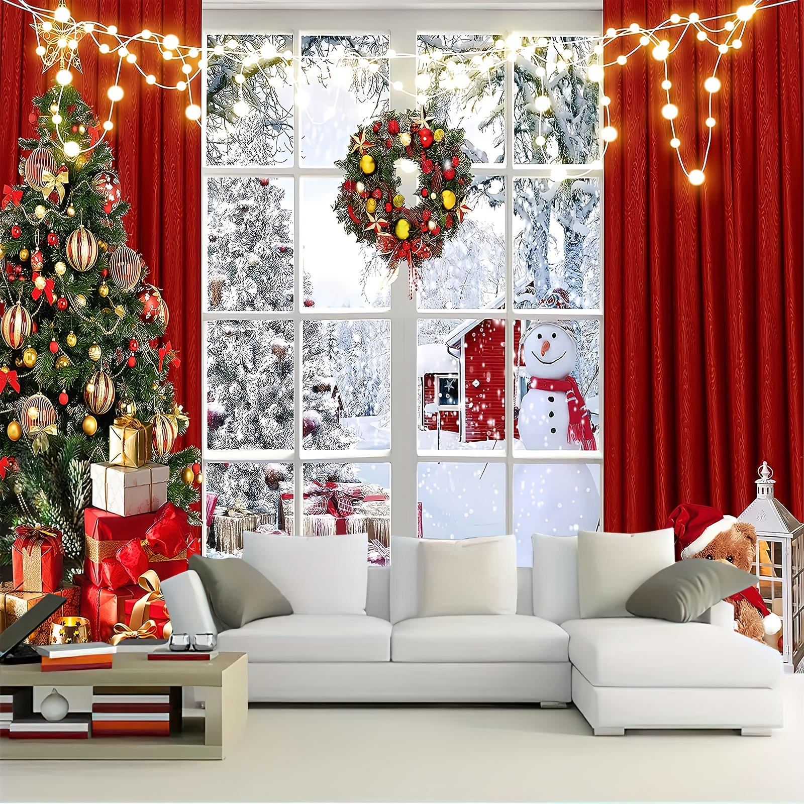 Telón de fondo para fotos de Navidad, tela de copo de nieve de invierno,  telón de fondo para fotografía de Navidad rojo, fondo para fotografía de  Feliz Navidad, decoraciones navideñas, telón de