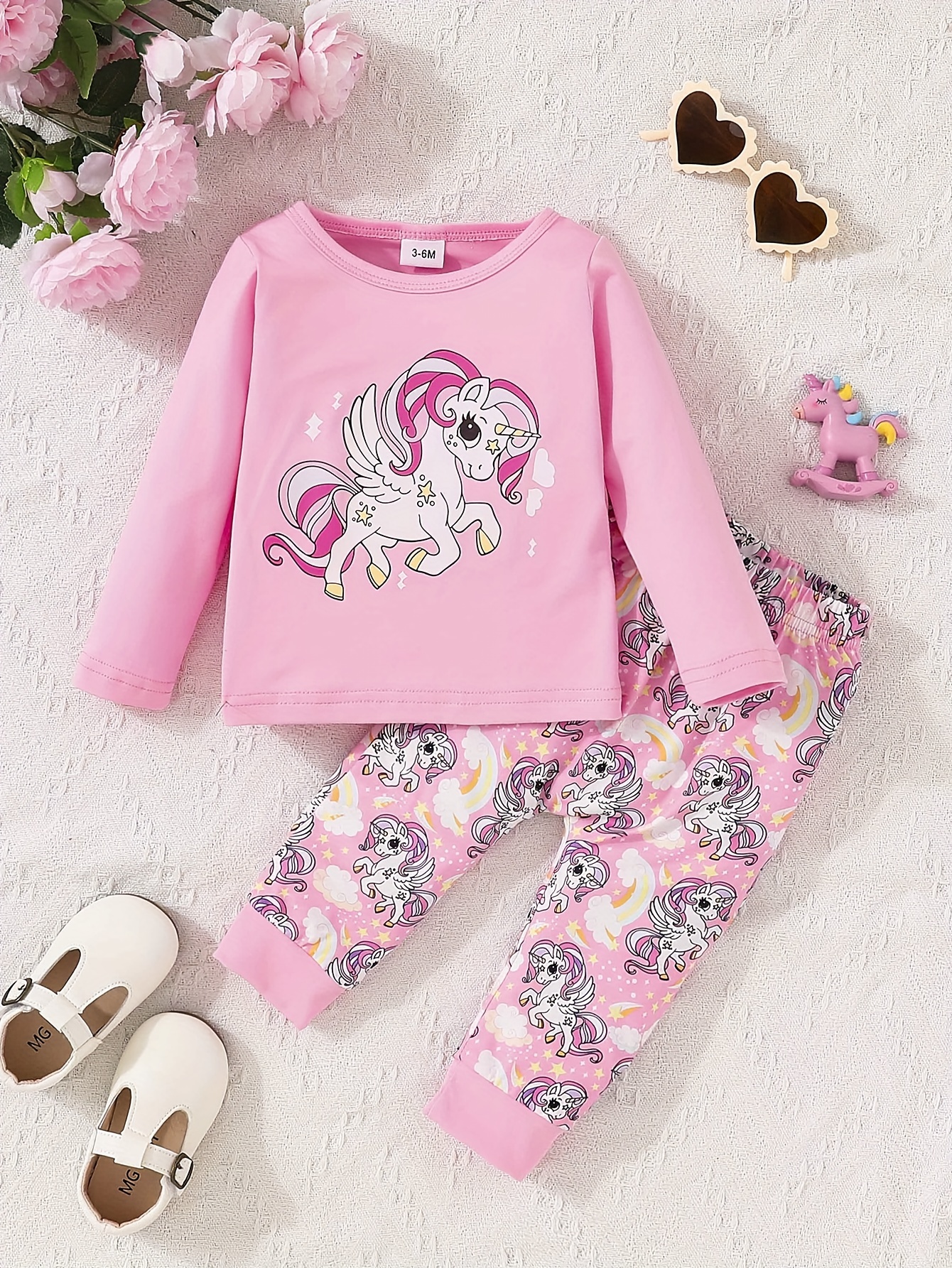 Toddler Kid Girls Pajama Set Cartoon Rainbow Unicorn Print - Temu