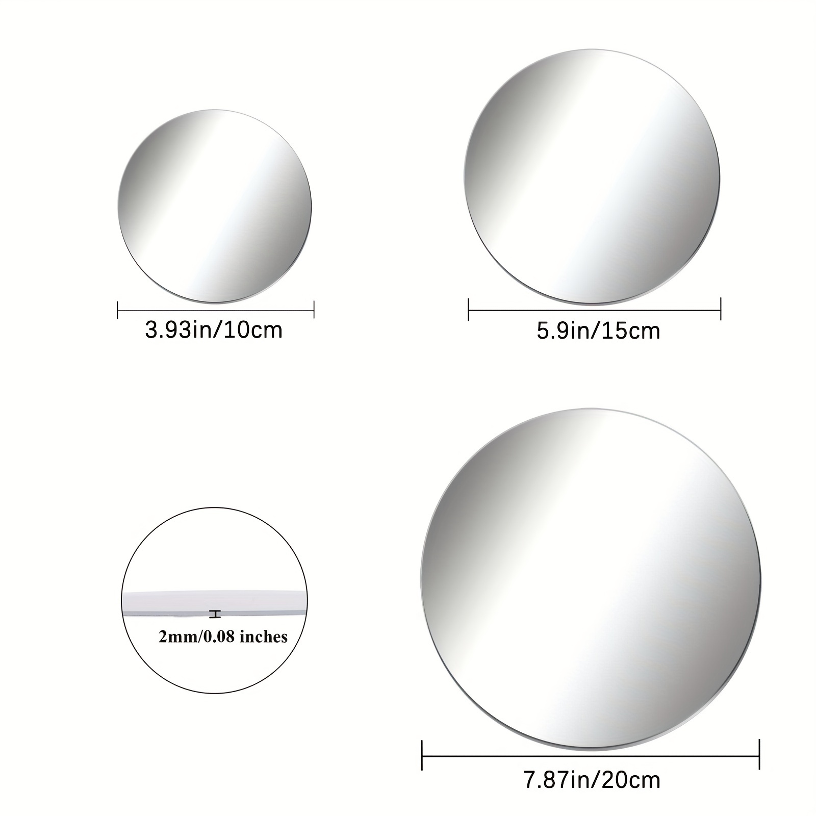 Shatterproof Detachable Self adhesive Round Acrylic Mirror - Temu