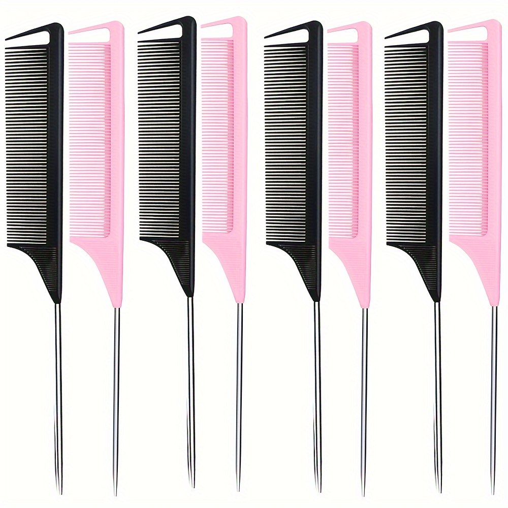 10 PCS Rat Tail Combs Hair Clips Set:4Pcs Braiding Comb & 6Pcs Hair Clips  for Styling Sectioning, Parting Comb Hair Comb Braiding Comb for Parting