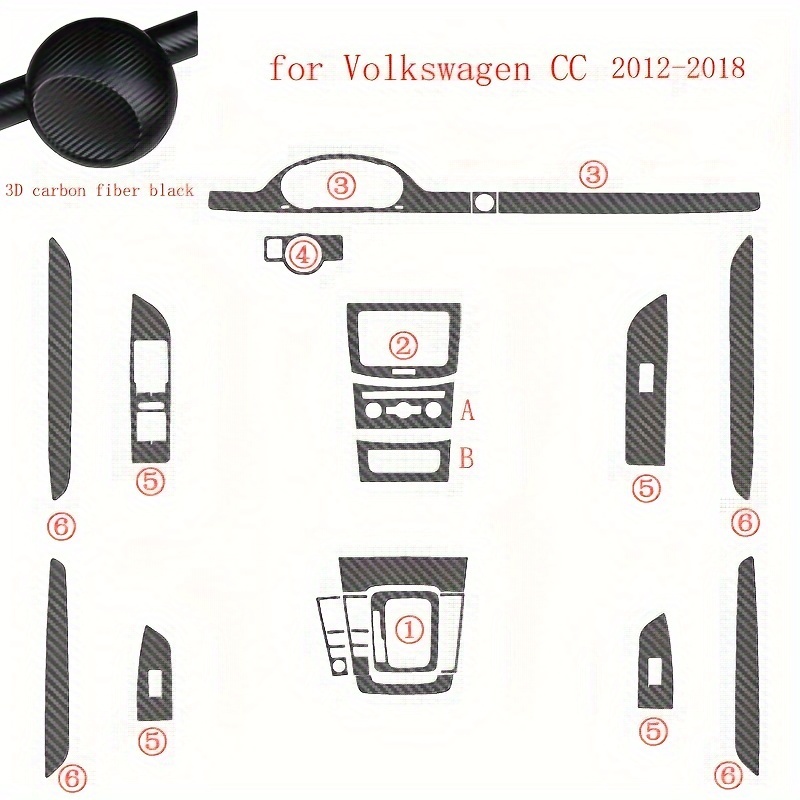 6 x Volkswagen Stickers for Door Handles - Black 