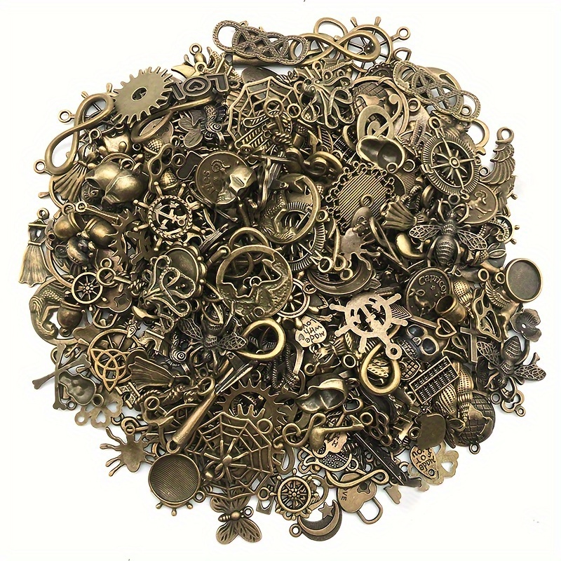 BronaGrand Vintage Charms Bulk,200pcs Mixed Antique Charms Tibetan Alloy  Pendants for Necklace Bracelet Jewelry Making and Crafting,Antique Silver 
