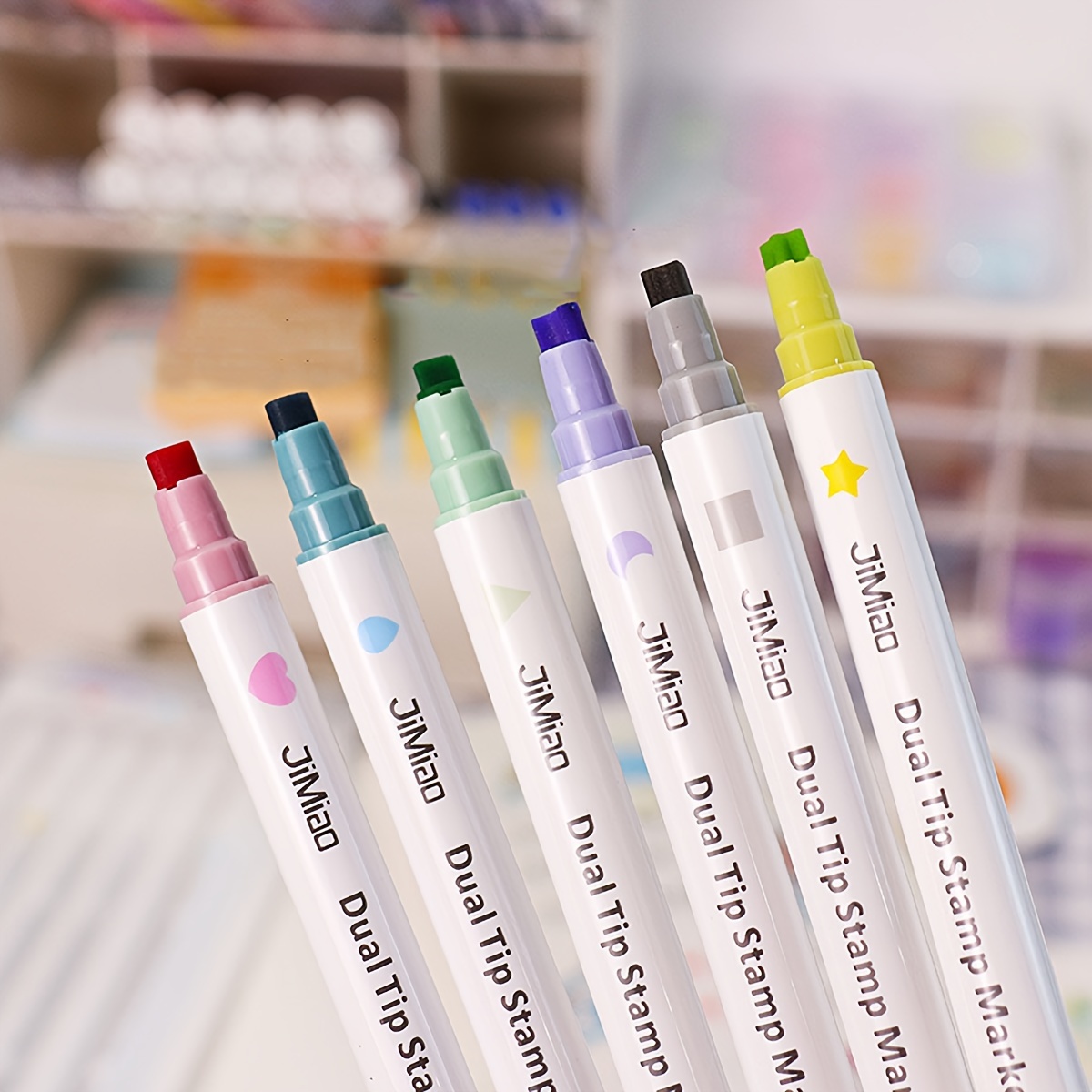 6pcs Double-Headed Roller Stamp Watercolor Pens: Perfect for Adults, Teens  & Kids!