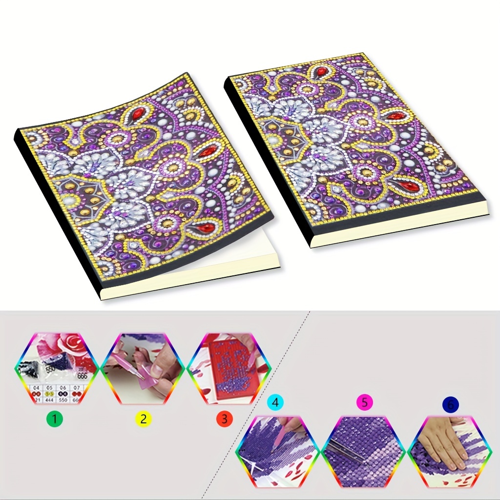 Diamond Painting Cover Notebook Diamond Painting Notebook Kits DIY Diamond  Art Crystal Cross Stitch Diary Book Painting Journal 100 Pages/50 Sheets A5