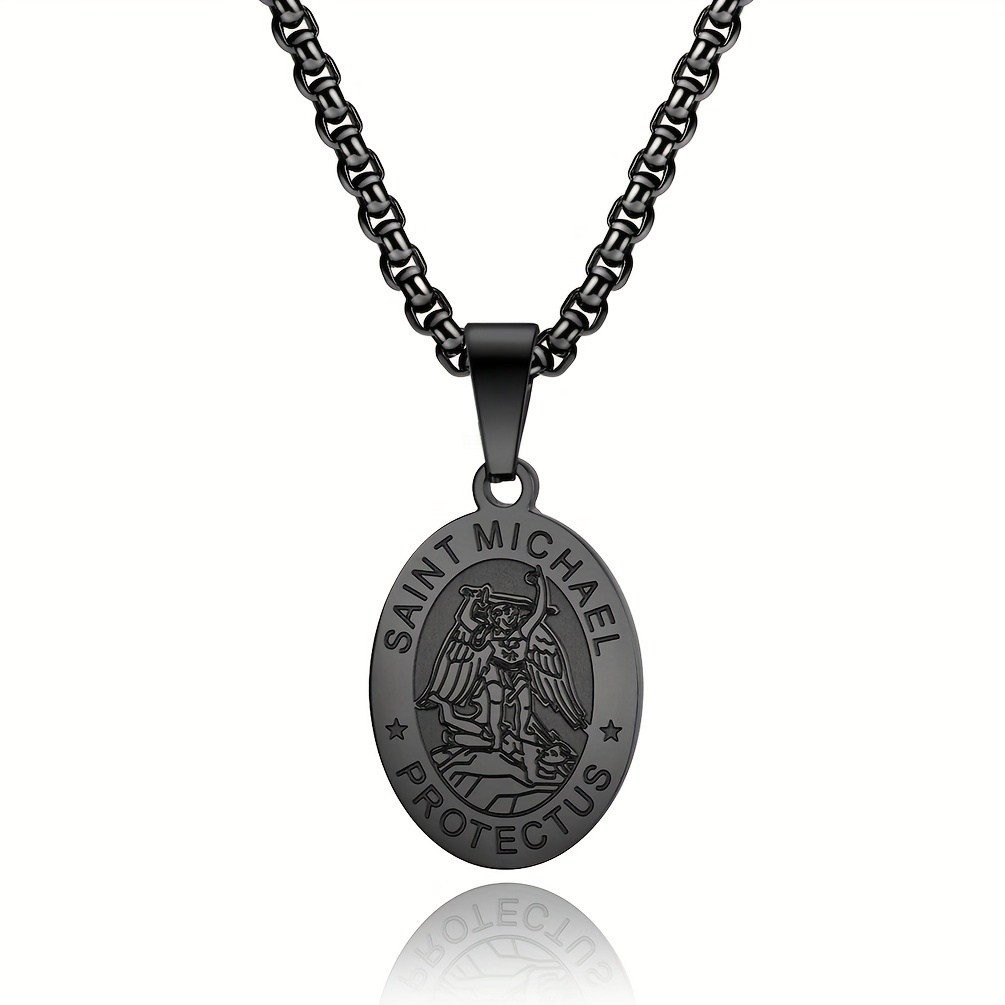 Men's Saint Michael Stainless Steel Pendant Necklace