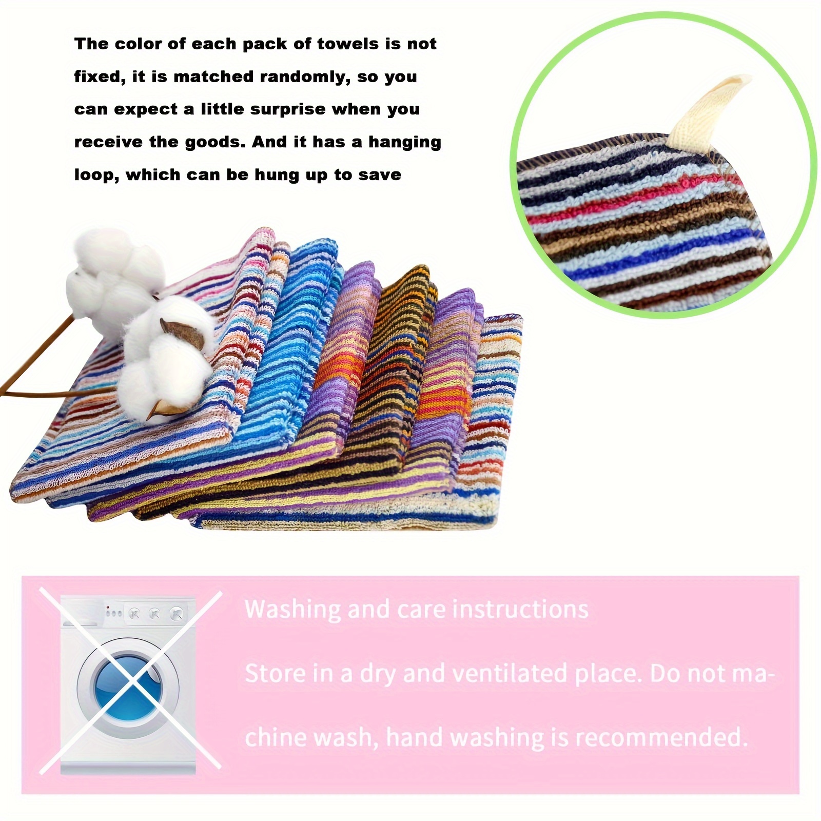 Striped Cotton Washcloth Set, Household Wipe Hands Towel, Small Square  Towel, Strong Water Absorption Towel For Home Bathroom, Bathroom Supplies,,  Handkerchief - Temu