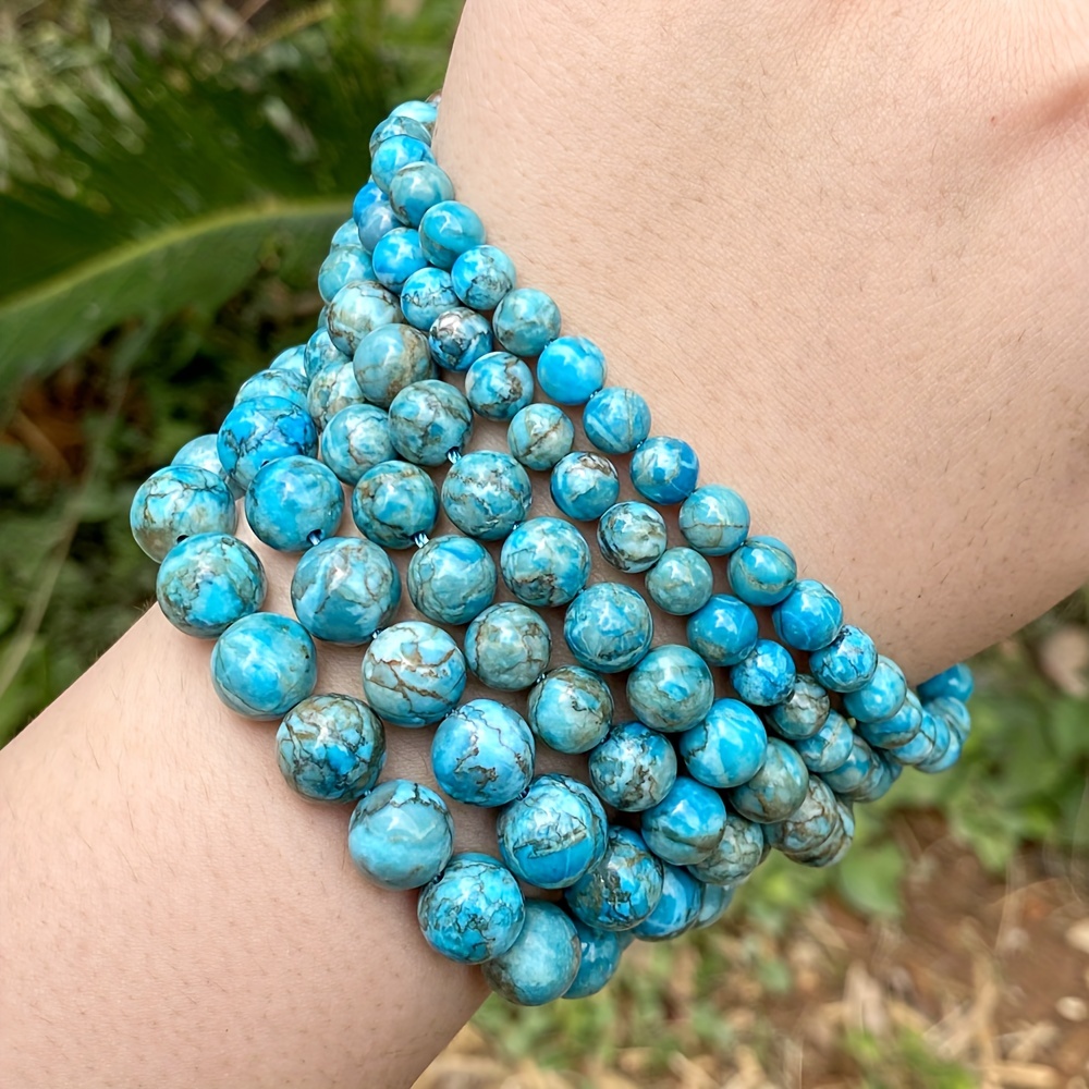 Ladies Men's Turquoise Bracelets with Silver Spacers - 8 mm.
