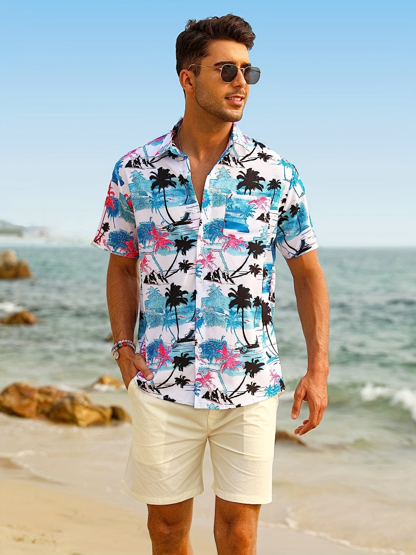 Printed Polycotton Men Beach Wear Resort Shirt, Half Sleeves at Rs