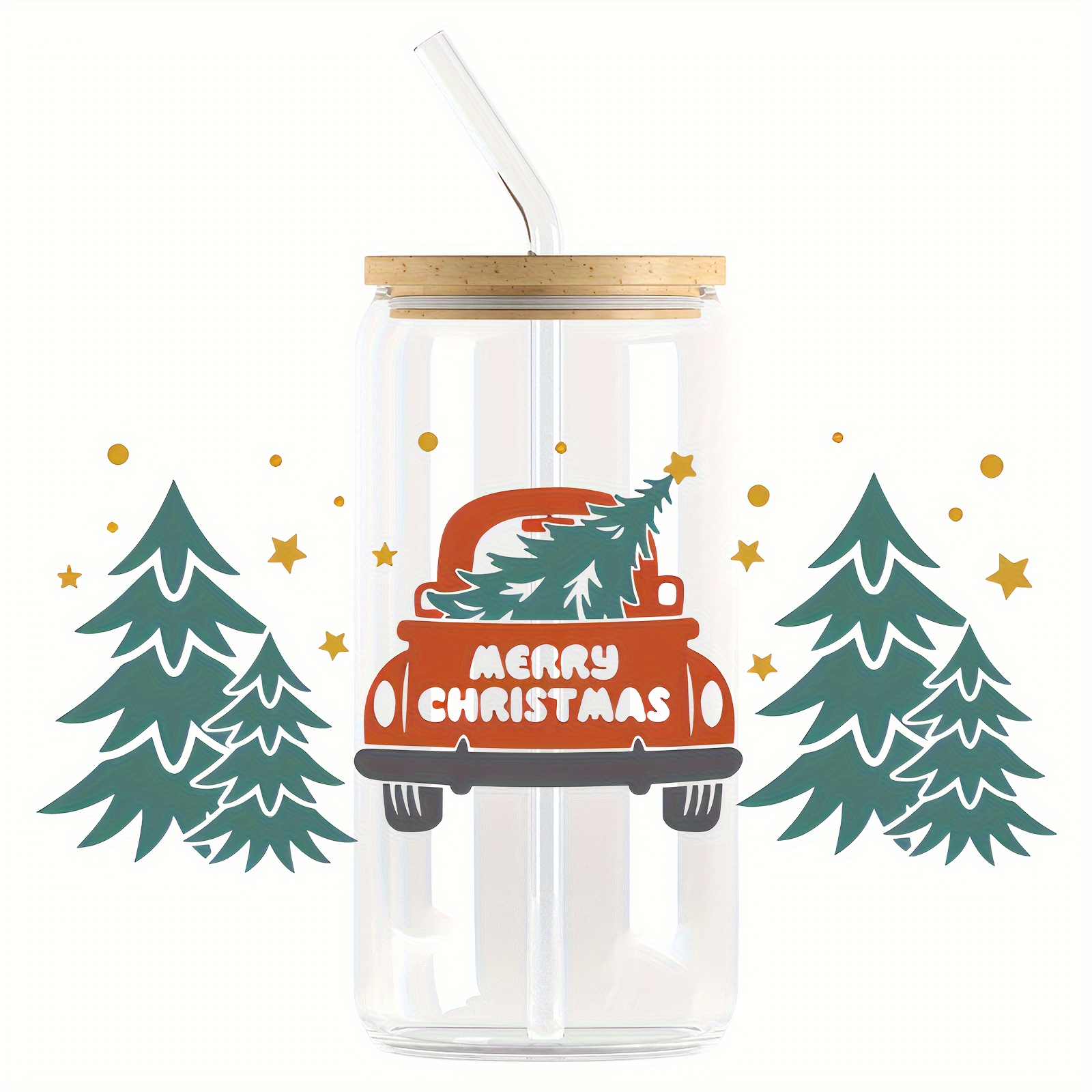 Christmas Design Uv Dtf Transfer Sticker For Glass Cups - Temu